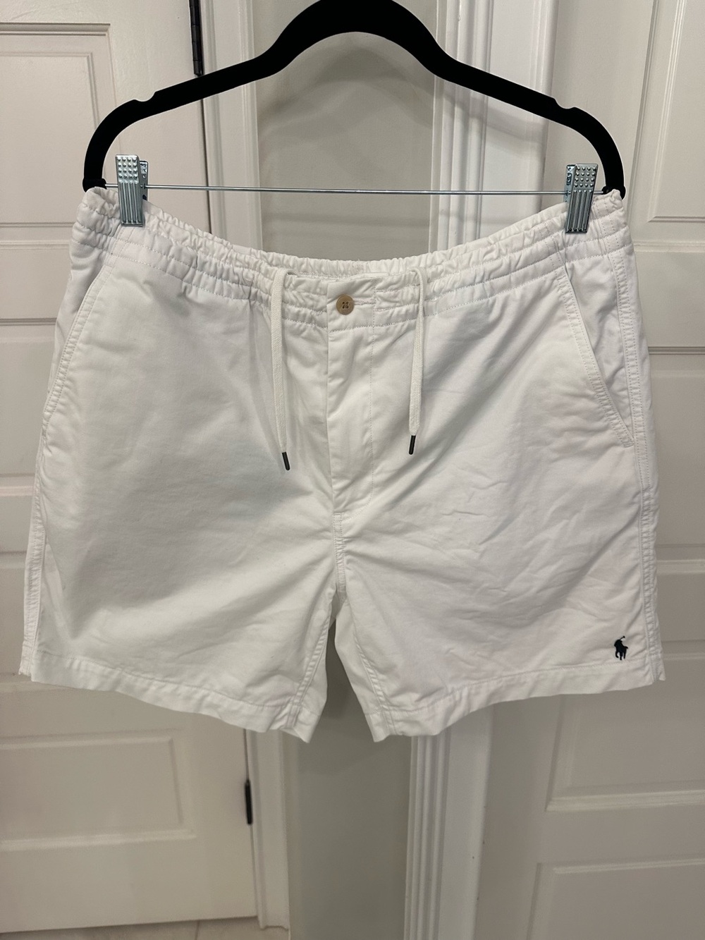 Polo Ralph Lauren Stretch Classic Fit Drawstring White Elastic Cotton Short Sz L